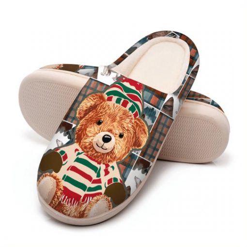 the bear with santa hat all over printed slippers 5