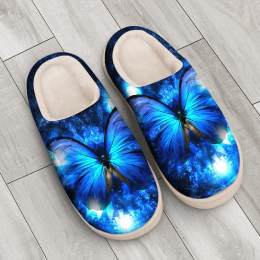 the blue butterfly in night all over printed slippers 4