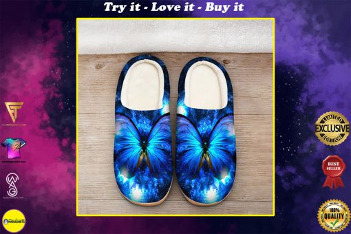 the blue butterfly in night all over printed slippers