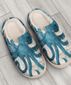 the blue octopus vintage all over printed slippers 3