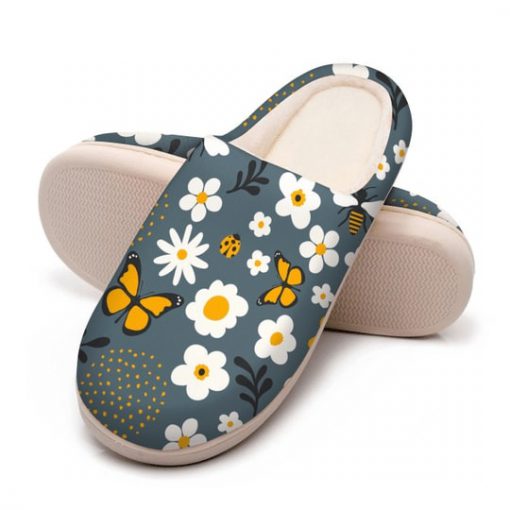 the butterfly with daisy flower all over printed slippers 5