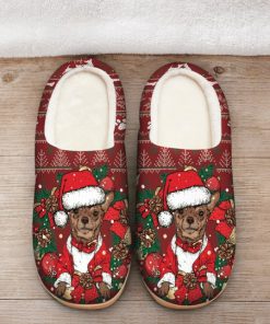 the chihuahua with santa hat all over printed slippers 2