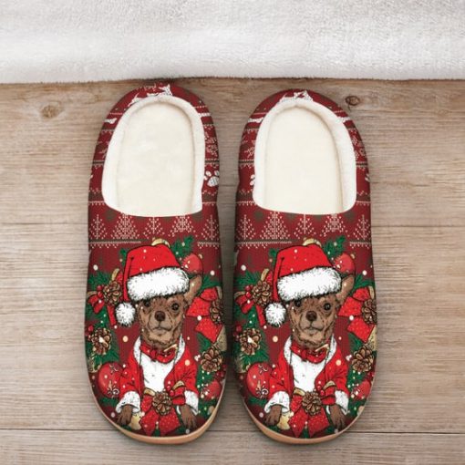 the chihuahua with santa hat all over printed slippers 3