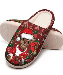 the chihuahua with santa hat all over printed slippers 5