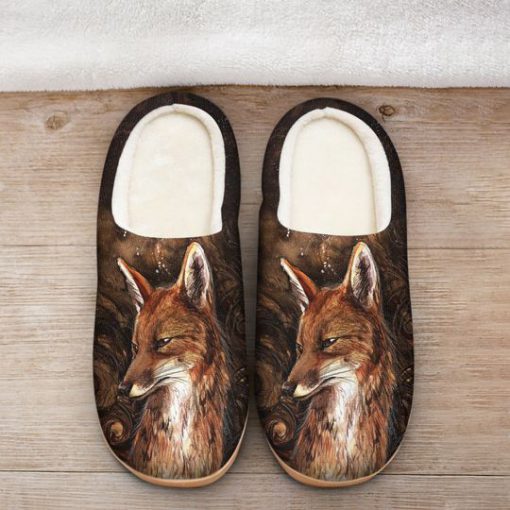the fox in forest all over printed slippers 2