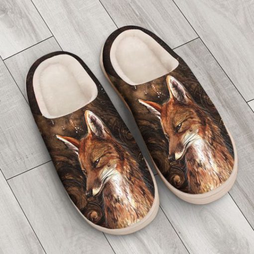 the fox in forest all over printed slippers 4