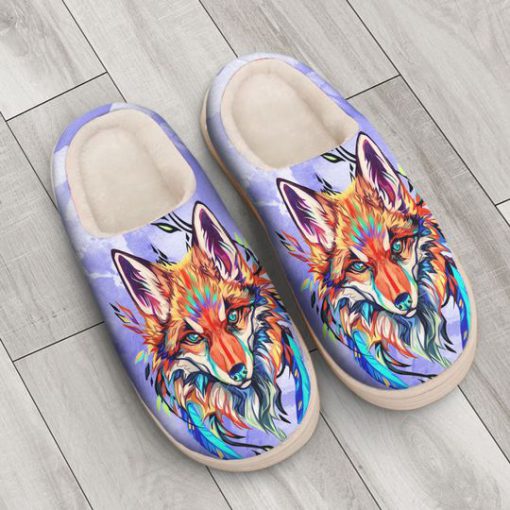 the fox watercolor all over printed slippers 2