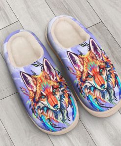 the fox watercolor all over printed slippers 3