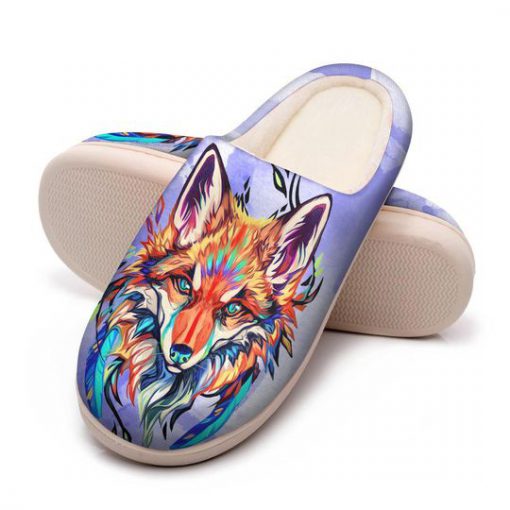 the fox watercolor all over printed slippers 4