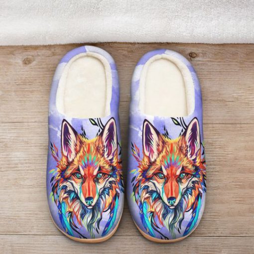 the fox watercolor all over printed slippers 5