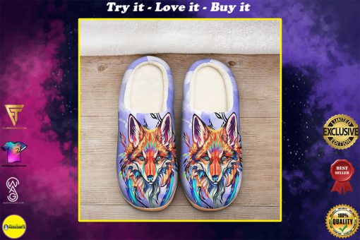 the fox watercolor all over printed slippers