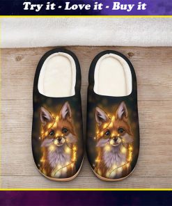 the fox with light all over printed slippers