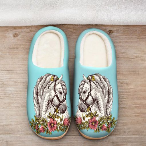 the horse floral version all over printed slippers 5