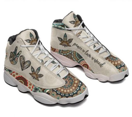 the mandala peace love weed all over printed air jordan 13 sneakers 2