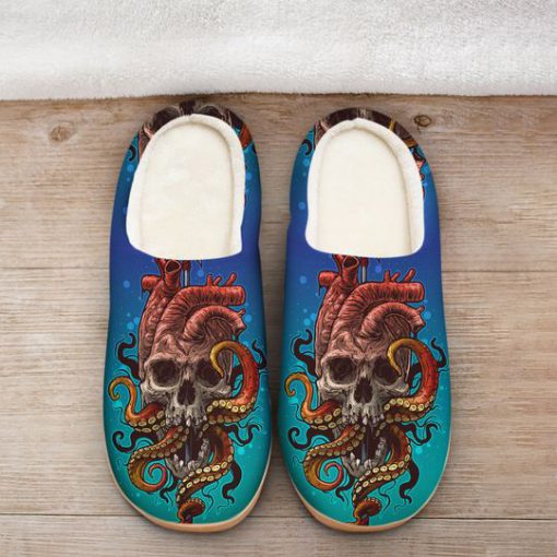 the octopus with death skull all over printed slippers 2