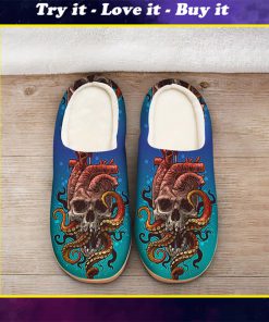 the octopus with death skull all over printed slippers