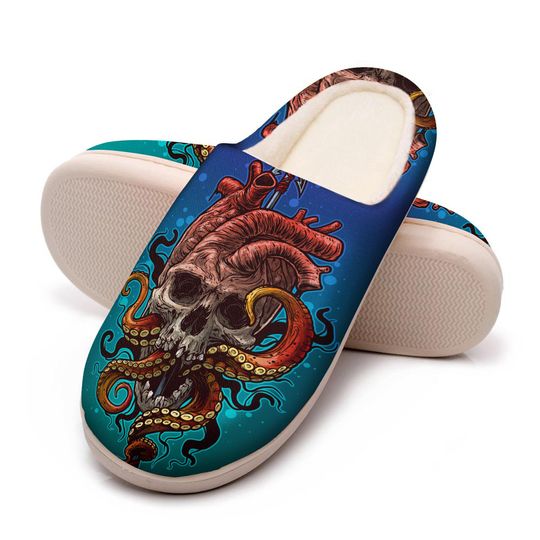 the octopus with death skull all over printed slippers 5