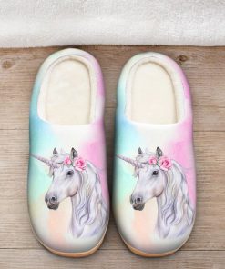 unicorn with rainbow all over printed slippers 2