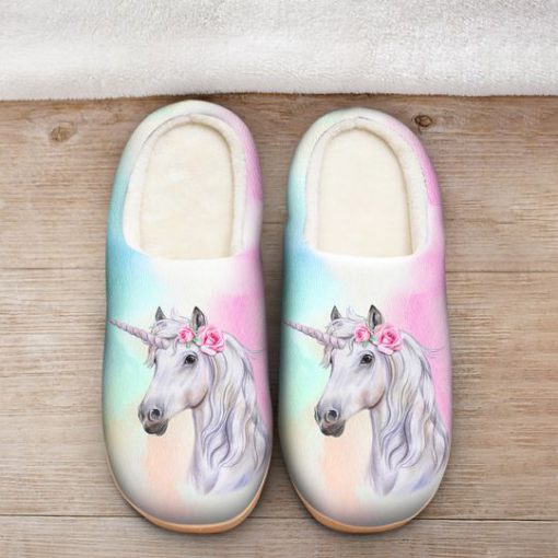 unicorn with rainbow all over printed slippers 2