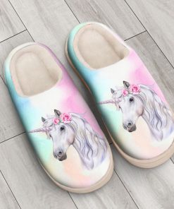 unicorn with rainbow all over printed slippers 3