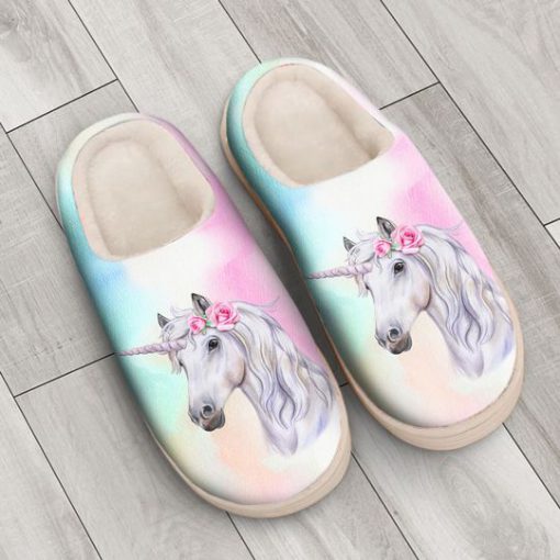 unicorn with rainbow all over printed slippers 3