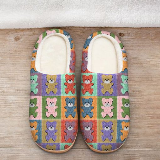vintage baby bear colorful all over printed slippers 2