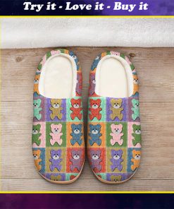 vintage baby bear colorful all over printed slippers