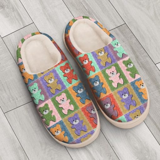 vintage baby bear colorful all over printed slippers 3