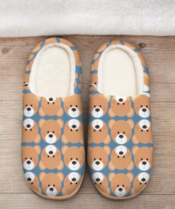 vintage baby bear face all over printed slippers 2