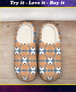 vintage baby bear face all over printed slippers