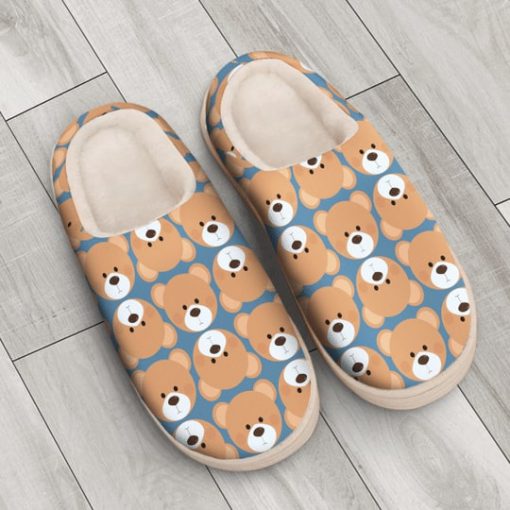 vintage baby bear face all over printed slippers 3