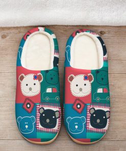 vintage bear colorful all over printed slippers 2