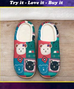 vintage bear colorful all over printed slippers
