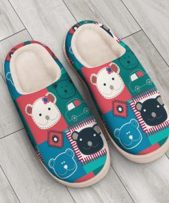 vintage bear colorful all over printed slippers 3