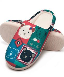 vintage bear colorful all over printed slippers 5