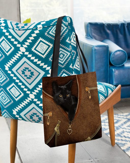 vintage black cat leather pattern all over printed tote bag 2