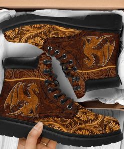 vintage dragon all over printed winter boots 2