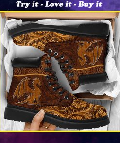 vintage dragon all over printed winter boots