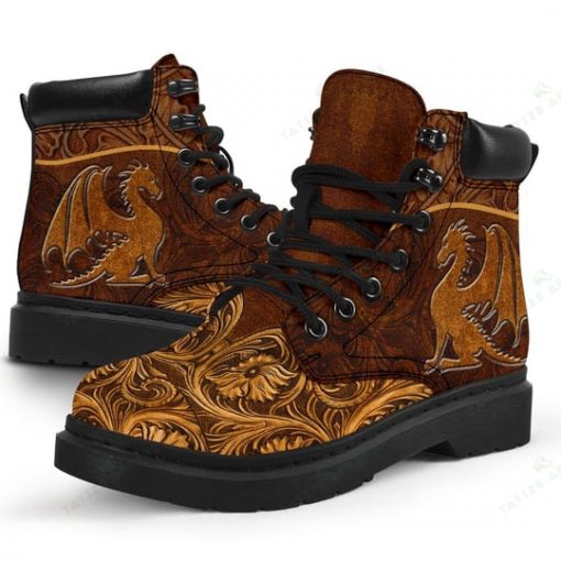 vintage dragon all over printed winter boots 3