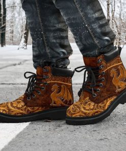 vintage dragon all over printed winter boots 5