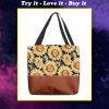 vintage love sunflowers all over printed tote bag