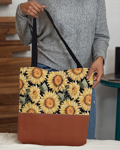 vintage love sunflowers all over printed tote bag 4