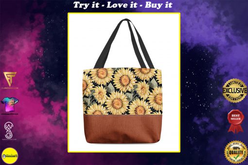 vintage love sunflowers all over printed tote bag