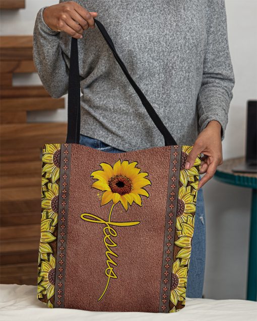 vintage sunflower Jesus all over printed tote bag 4