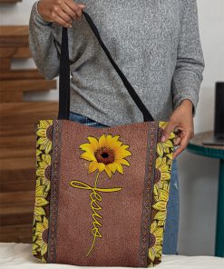 vintage sunflower Jesus all over printed tote bag 5