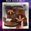 vintage weed leaf all over printed winter boots