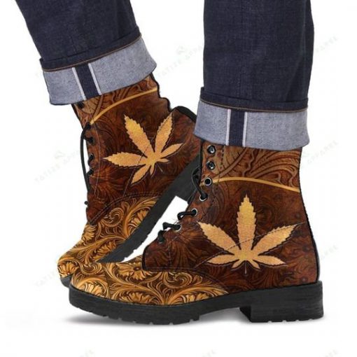 vintage weed leaf all over printed winter boots 2