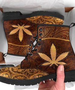 vintage weed leaf all over printed winter boots 5