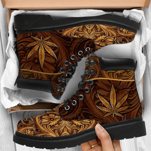 vintage wooden weed all over printed winter boots 2
