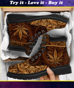 vintage wooden weed all over printed winter boots